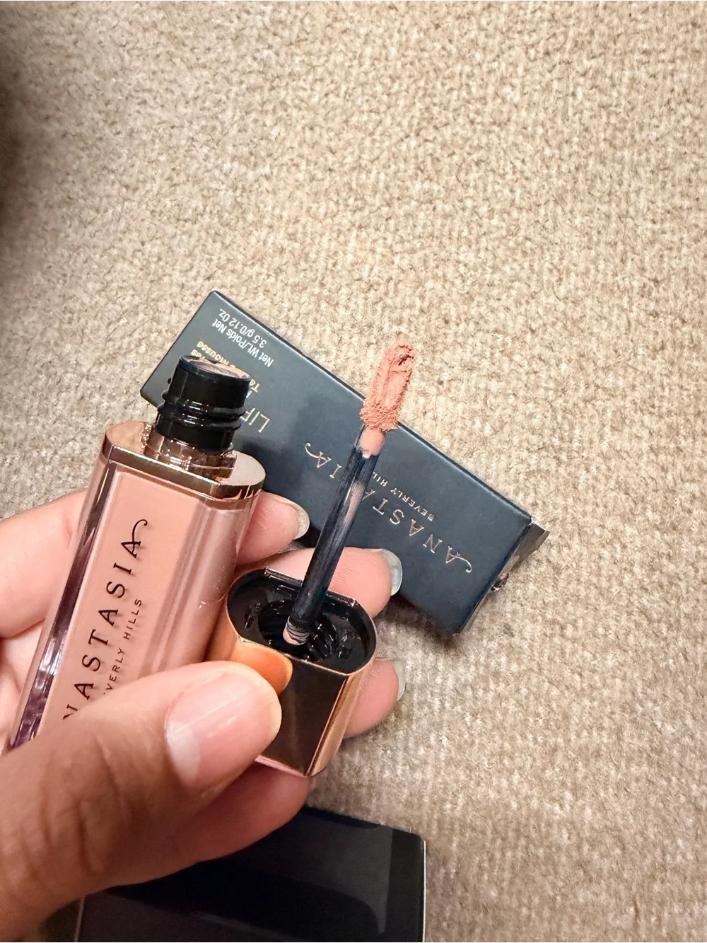 Never used Anastasia Beverly Hills Lip Velvet Liquid Lipstick - peachy nude 3.5g